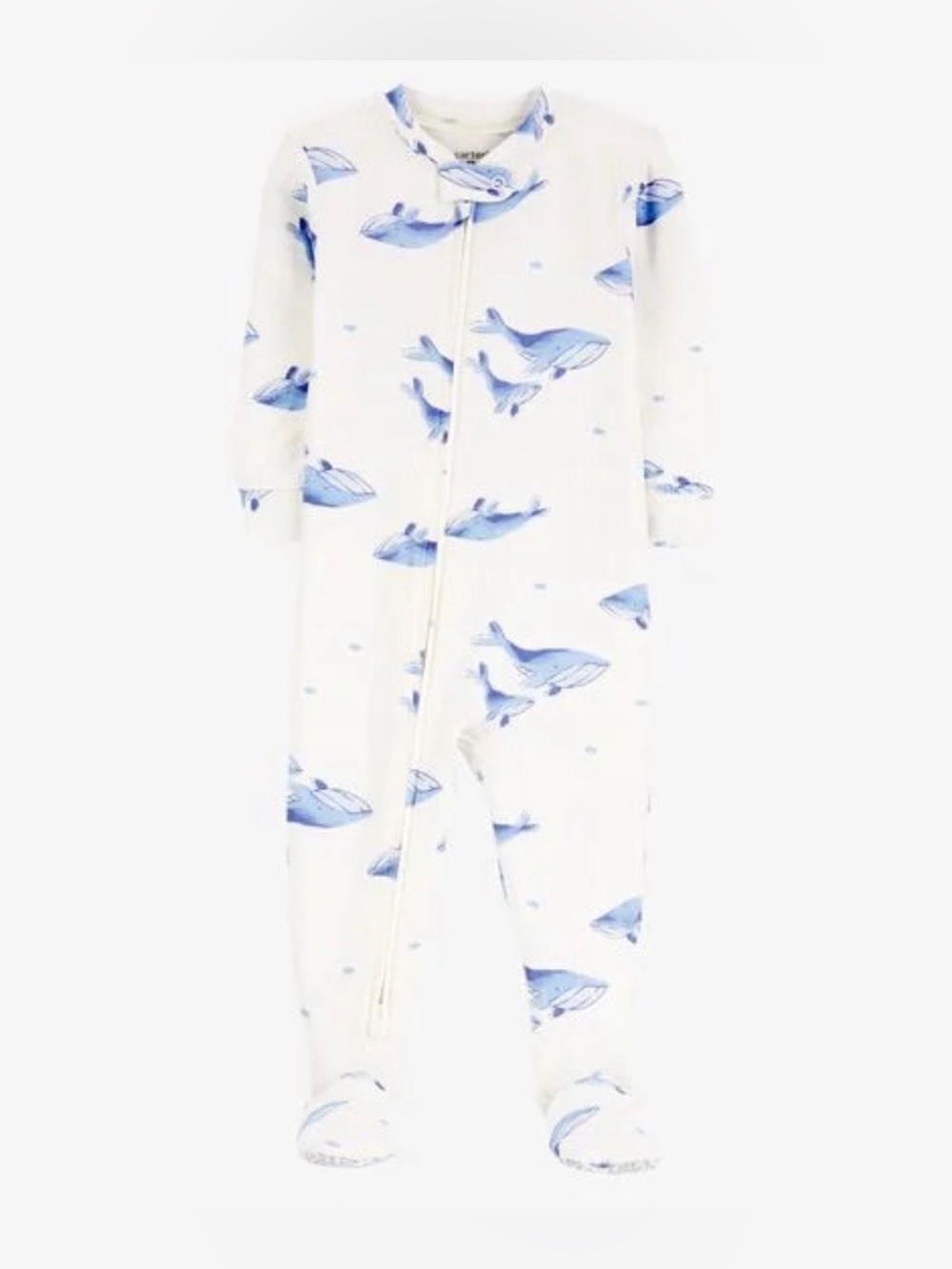 Carter's White Footed One-Piece with Blue Whale Print 18m